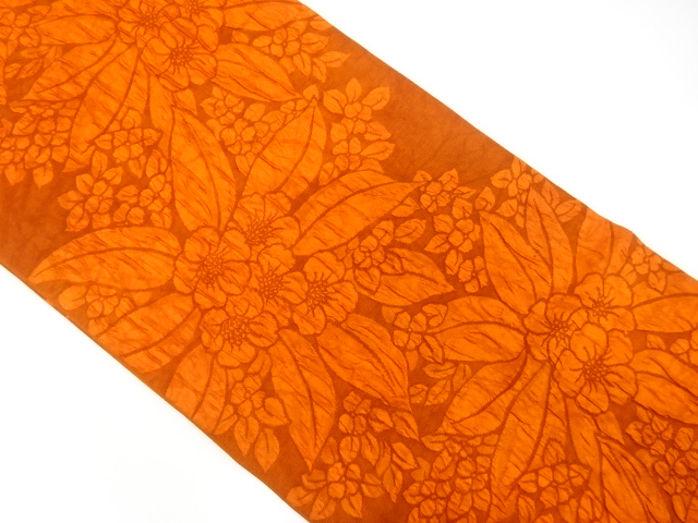 ふくれ織花模様織出し全通袋帯